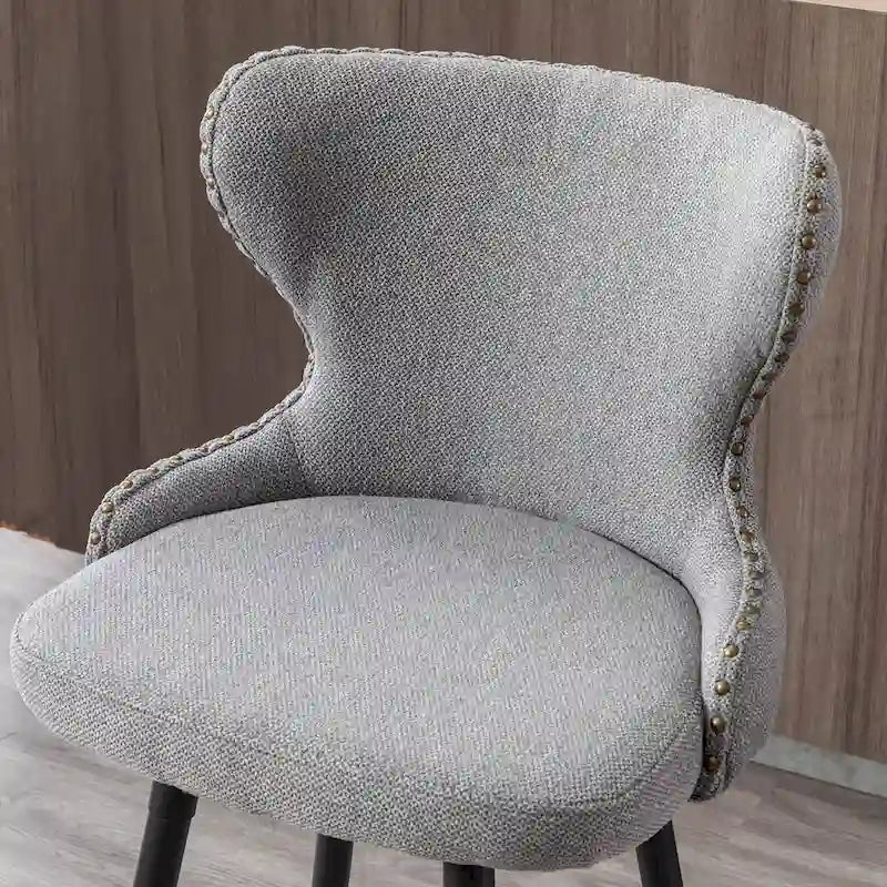 Counter Height Leathaire Bar Chairs with 180-Degree Swivel and Gold Nailhead Trim Set of 2