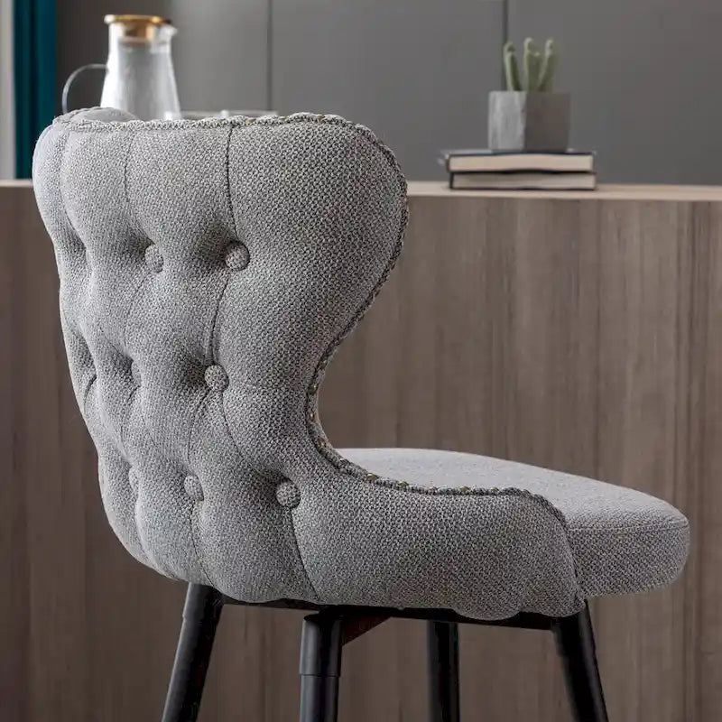Counter Height Leathaire Bar Chairs with 180-Degree Swivel and Gold Nailhead Trim Set of 2