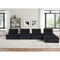 5-Seat Velvet Modular Sectional Sofa with Ottoman