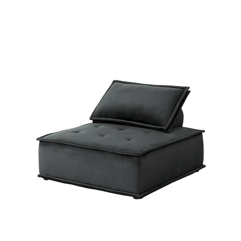 5-Seat Velvet Modular Sectional Sofa with Ottoman