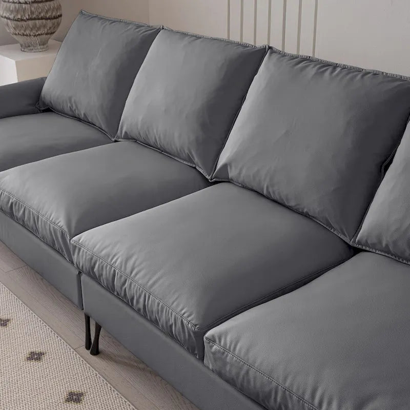 L-Shaped Sofa with Convertible Ottoman in Waterproof Technical Leather