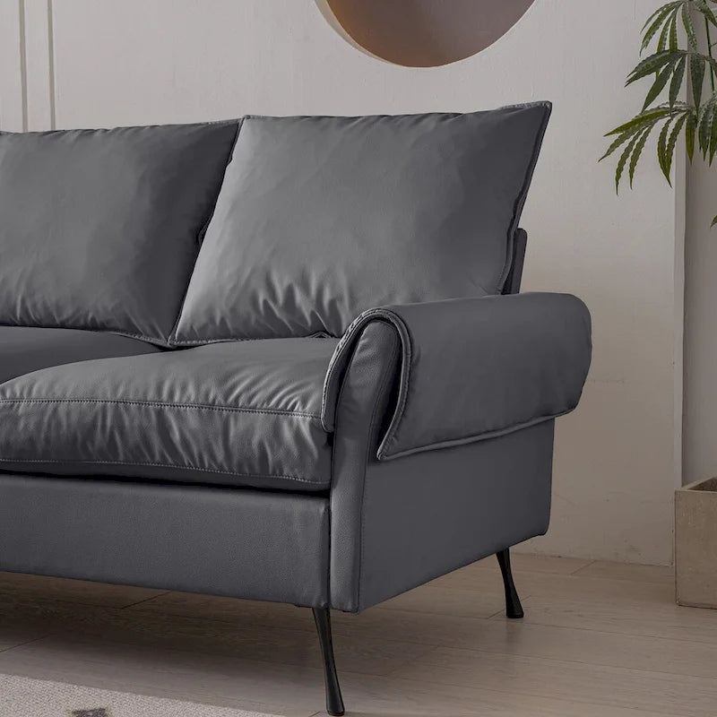 L-Shaped Sofa with Convertible Ottoman in Waterproof Technical Leather