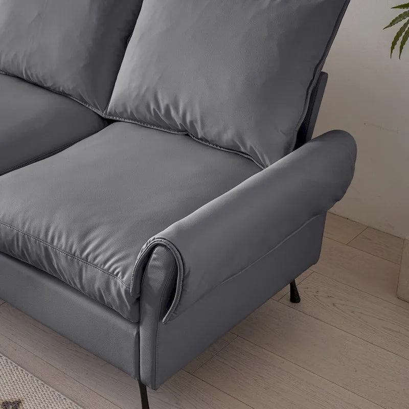 L-Shaped Sofa with Convertible Ottoman in Waterproof Technical Leather