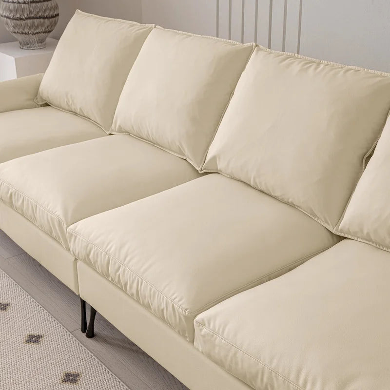 L-Shaped Sofa with Convertible Ottoman in Waterproof Technical Leather