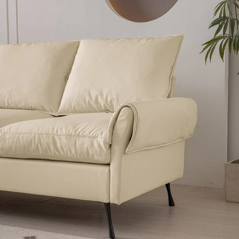 L-Shaped Sofa with Convertible Ottoman in Waterproof Technical Leather