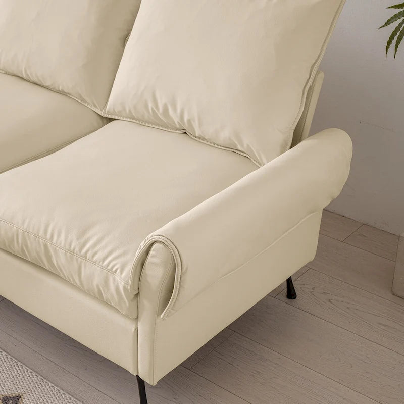 L-Shaped Sofa with Convertible Ottoman in Waterproof Technical Leather