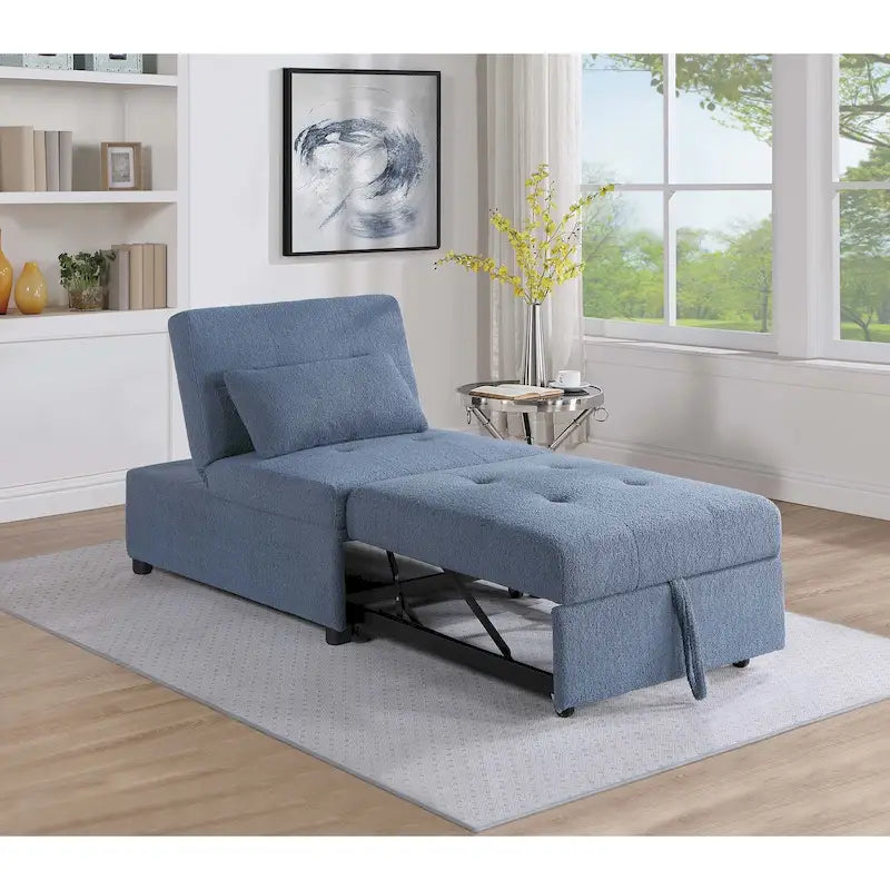 Convertible Sofa Chair with Pull-Out Bed and Sherpa Fabric