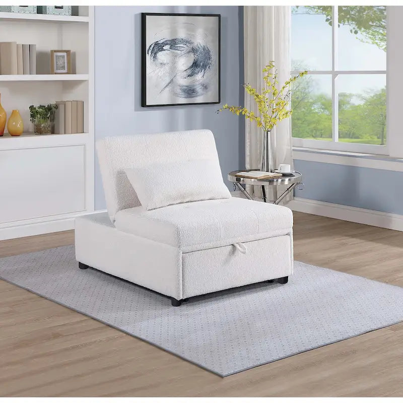 Convertible Sofa Chair with Pull-Out Bed and Sherpa Fabric