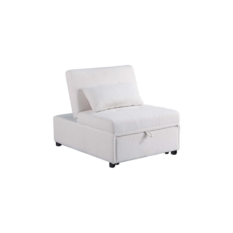 Convertible Sofa Chair with Pull-Out Bed and Sherpa Fabric