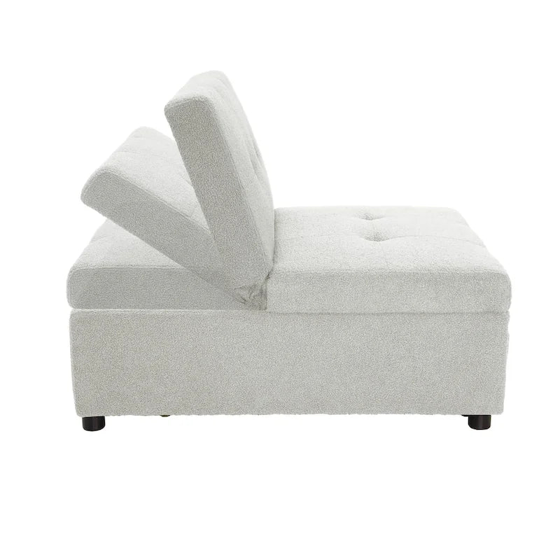 Convertible Sofa Chair with Pull-Out Bed and Sherpa Fabric