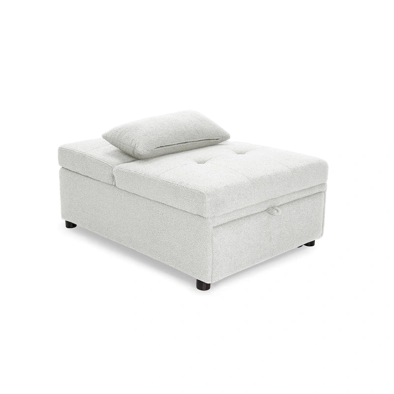 Convertible Sofa Chair with Pull-Out Bed and Sherpa Fabric
