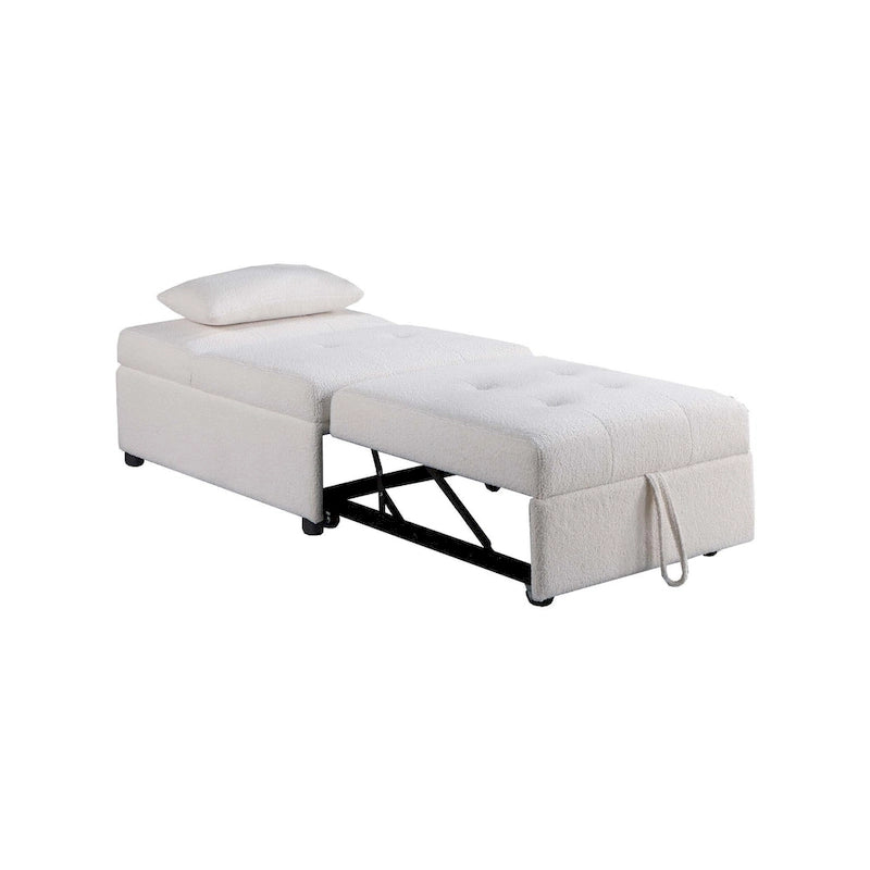 Convertible Sofa Chair with Pull-Out Bed and Sherpa Fabric