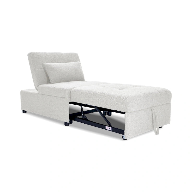 Convertible Sofa Chair with Pull-Out Bed and Sherpa Fabric