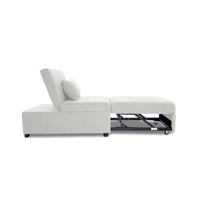 Convertible Sofa Chair with Pull-Out Bed and Sherpa Fabric