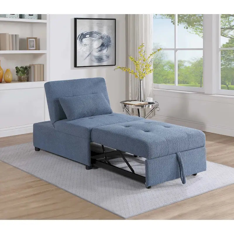 Convertible Sofa Chair with Pull-Out Bed and Sherpa Fabric