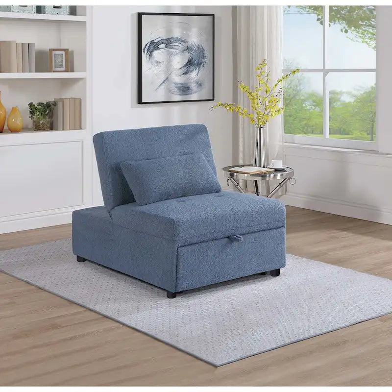 Convertible Sofa Chair with Pull-Out Bed and Sherpa Fabric