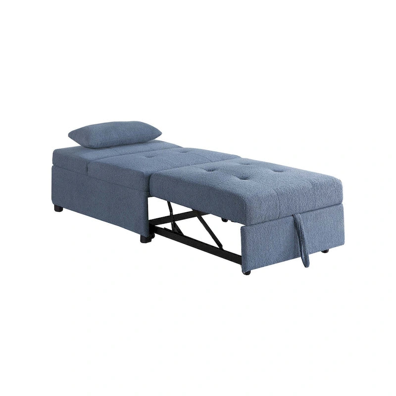 Convertible Sofa Chair with Pull-Out Bed and Sherpa Fabric