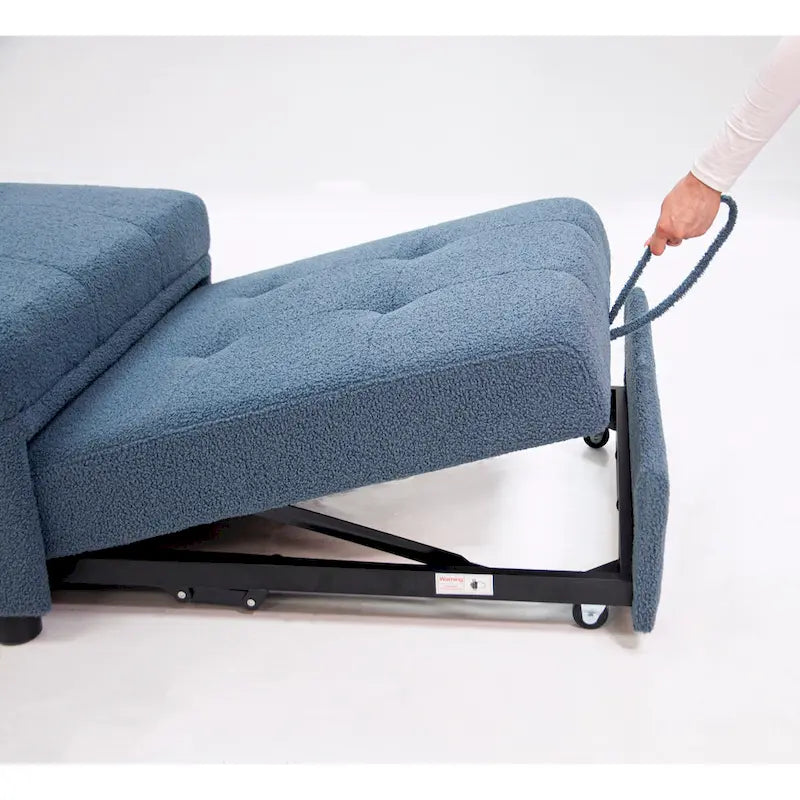Convertible Sofa Chair with Pull-Out Bed and Sherpa Fabric