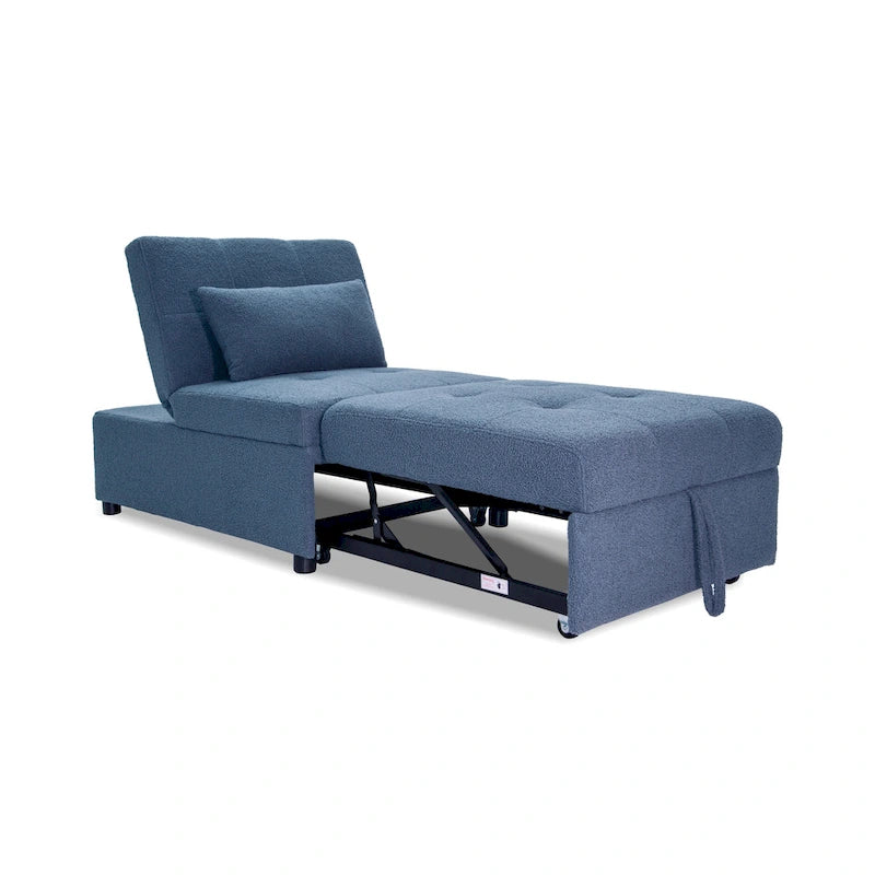 Convertible Sofa Chair with Pull-Out Bed and Sherpa Fabric
