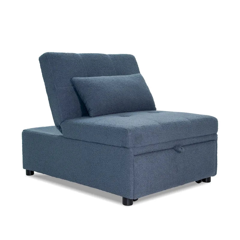 Convertible Sofa Chair with Pull-Out Bed and Sherpa Fabric