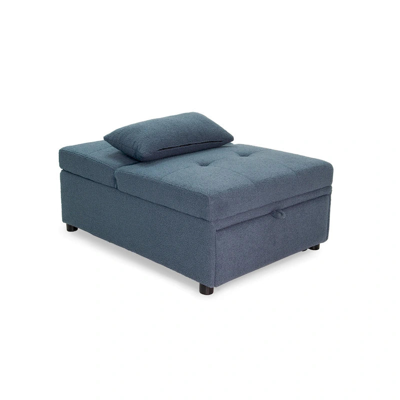 Convertible Sofa Chair with Pull-Out Bed and Sherpa Fabric