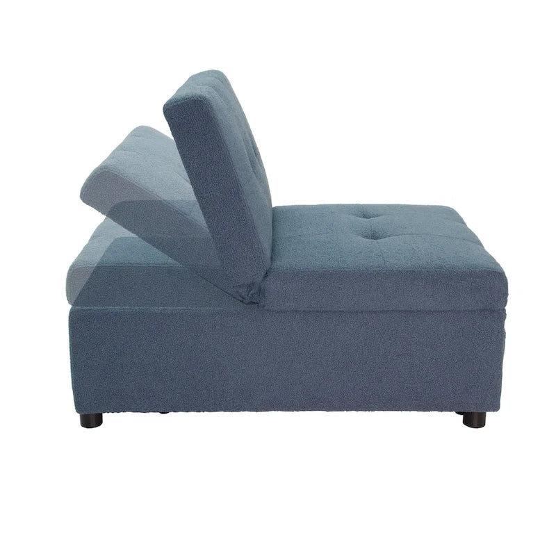 Convertible Sofa Chair with Pull-Out Bed and Sherpa Fabric