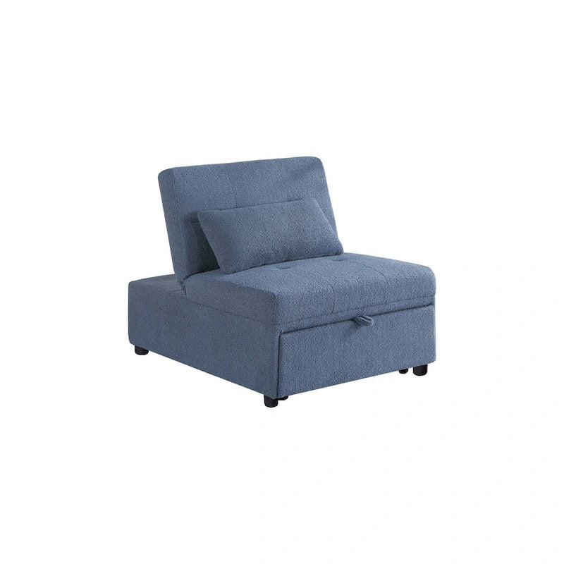 Convertible Sofa Chair with Pull-Out Bed and Sherpa Fabric