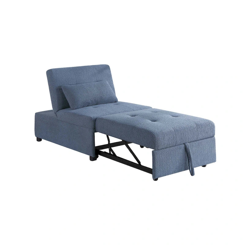 Convertible Sofa Chair with Pull-Out Bed and Sherpa Fabric