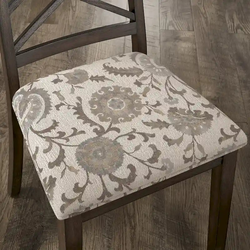Espresso Finish Dining Chairs with Lattice Back and Upholstered Seat Set of 2