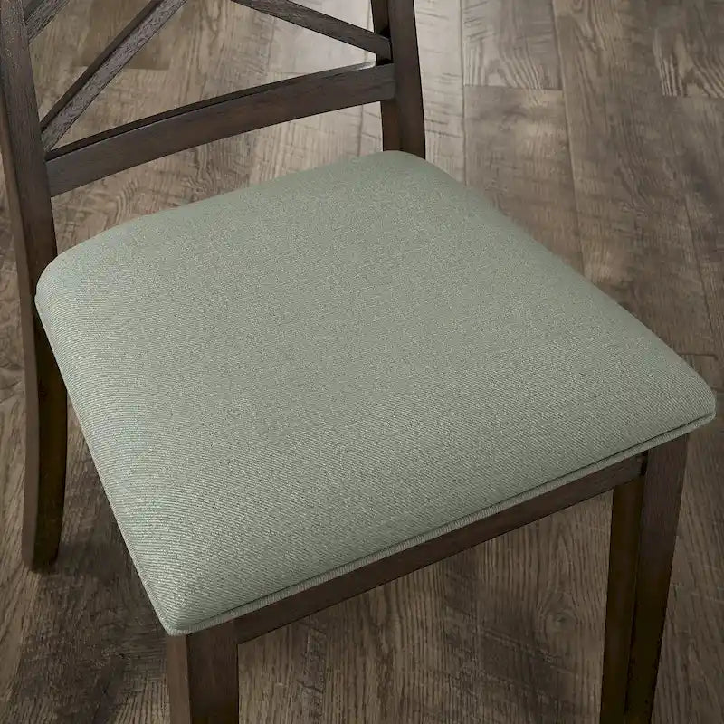 Espresso Finish Dining Chairs with Lattice Back and Upholstered Seat Set of 2