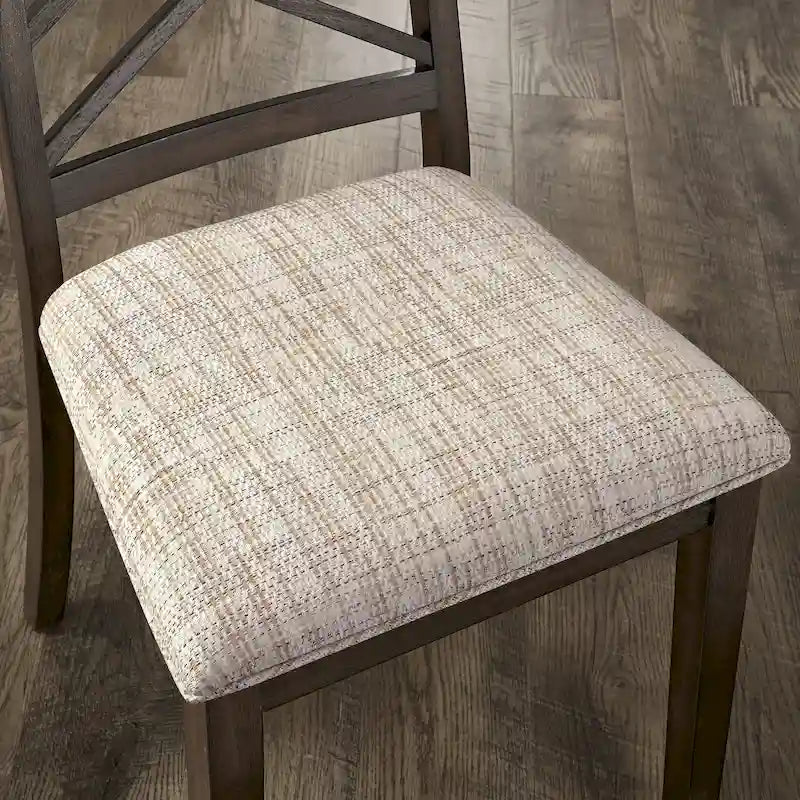 Espresso Finish Dining Chairs with Lattice Back and Upholstered Seat Set of 2