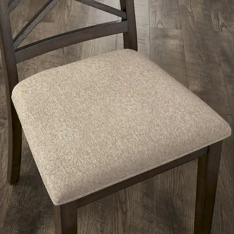 Espresso Finish Dining Chairs with Lattice Back and Upholstered Seat Set of 2