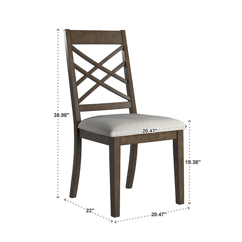 Espresso Finish Dining Chairs with Lattice Back and Upholstered Seat Set of 2