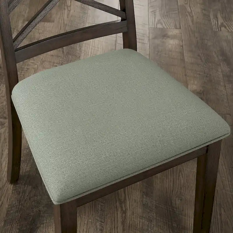 Espresso Finish Dining Chairs with Lattice Back and Upholstered Seat Set of 2