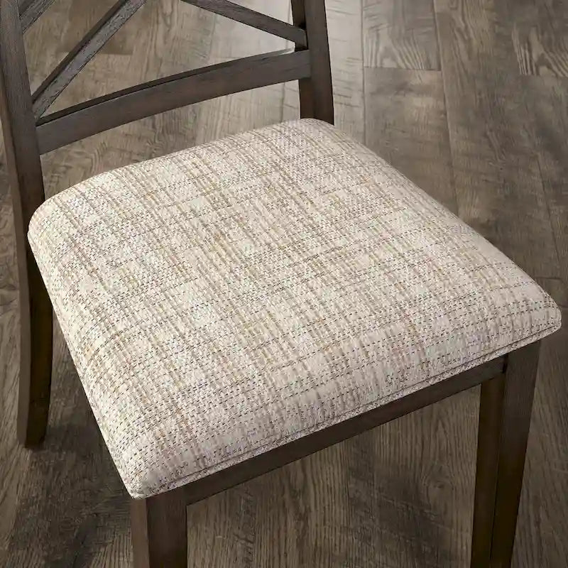 Espresso Finish Dining Chairs with Lattice Back and Upholstered Seat Set of 2