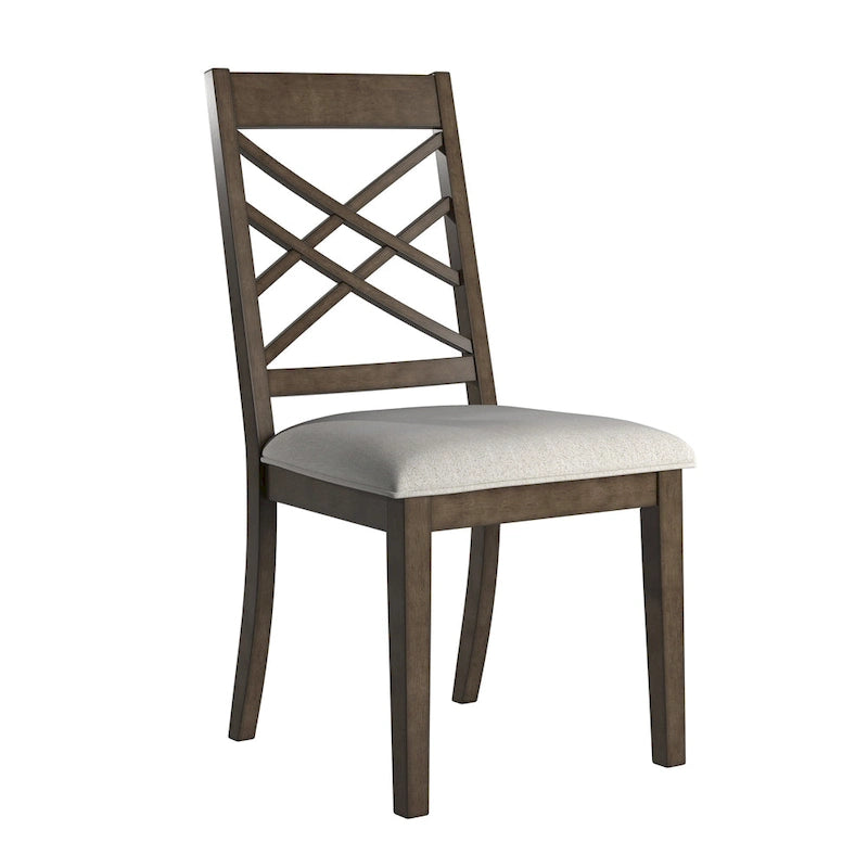 Espresso Finish Dining Chairs with Lattice Back and Upholstered Seat Set of 2