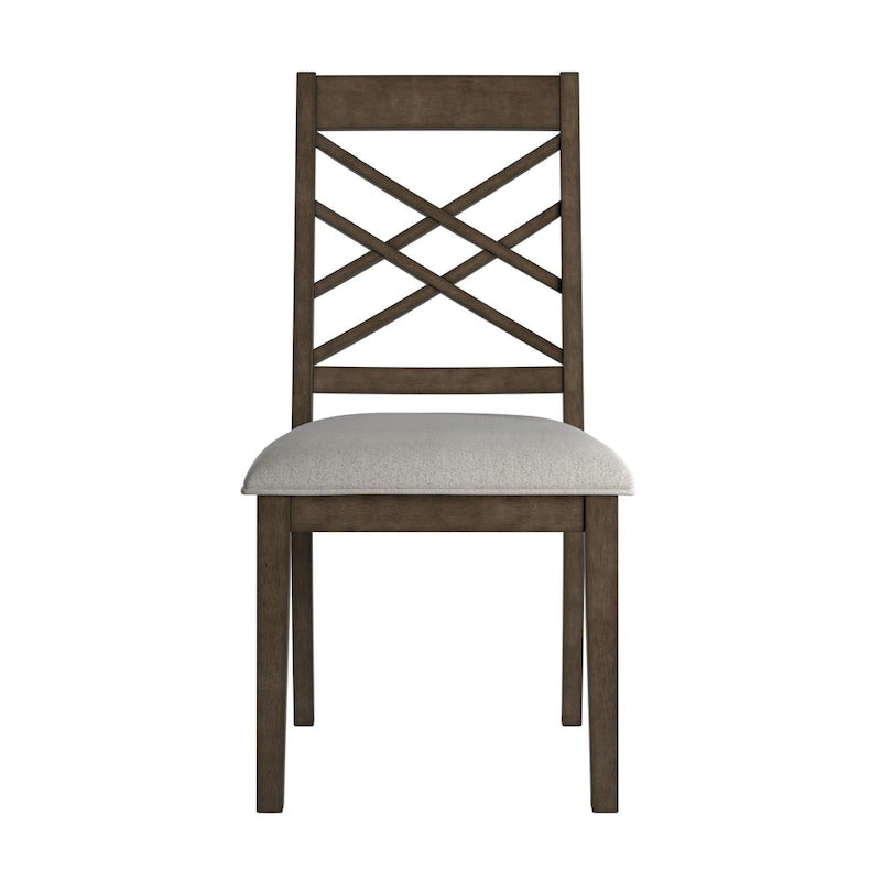 Espresso Finish Dining Chairs with Lattice Back and Upholstered Seat Set of 2