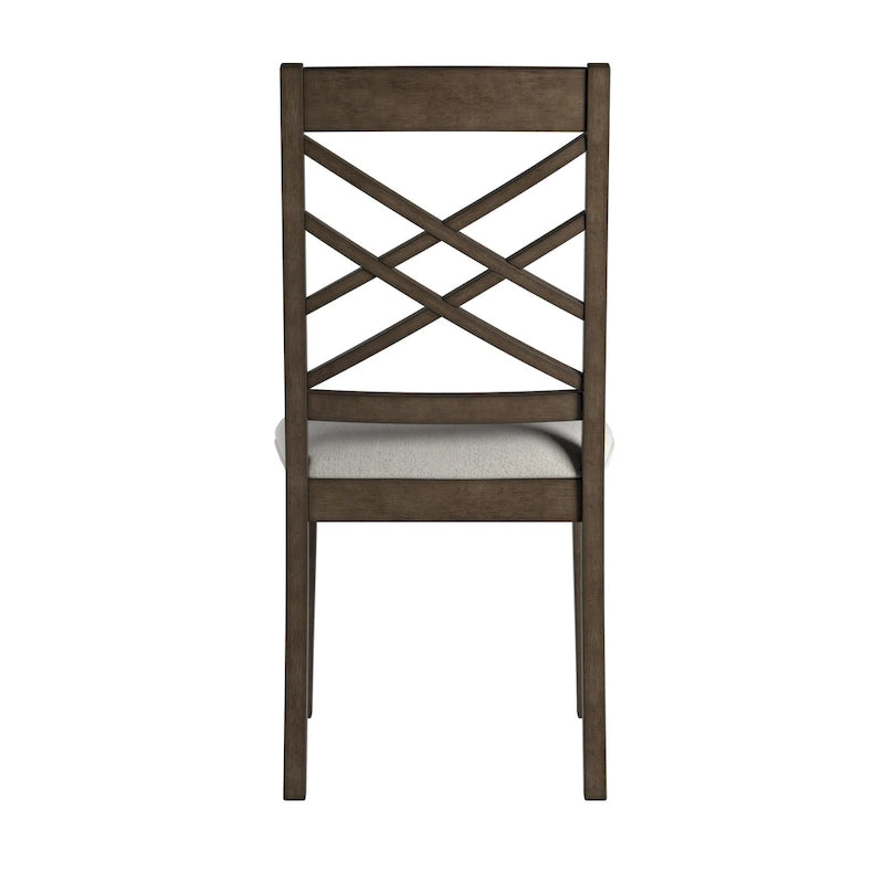 Espresso Finish Dining Chairs with Lattice Back and Upholstered Seat Set of 2