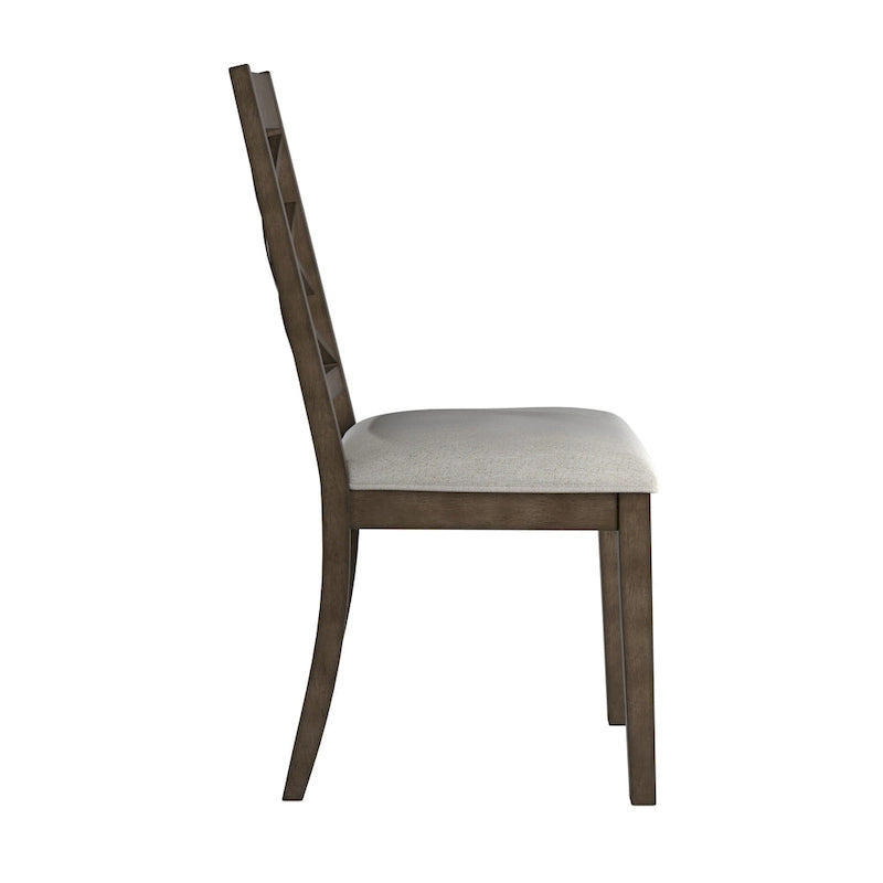 Espresso Finish Dining Chairs with Lattice Back and Upholstered Seat Set of 2