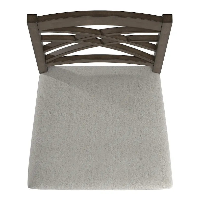 Espresso Finish Dining Chairs with Lattice Back and Upholstered Seat Set of 2