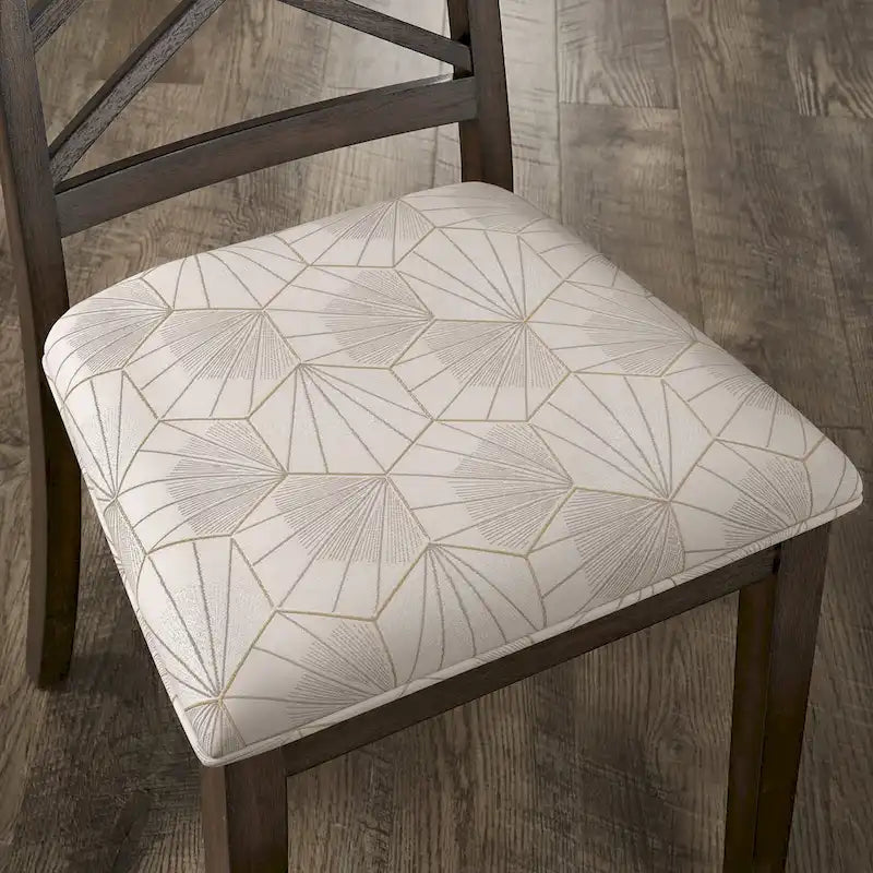 Espresso Finish Dining Chairs with Lattice Back and Upholstered Seat Set of 2