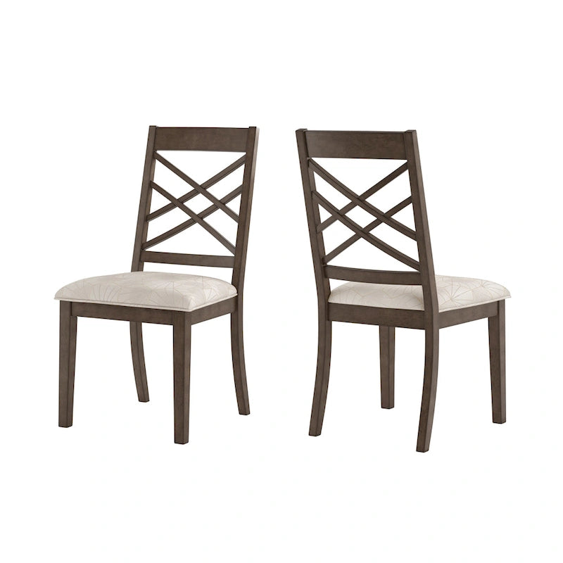 Espresso Finish Dining Chairs with Lattice Back and Upholstered Seat Set of 2