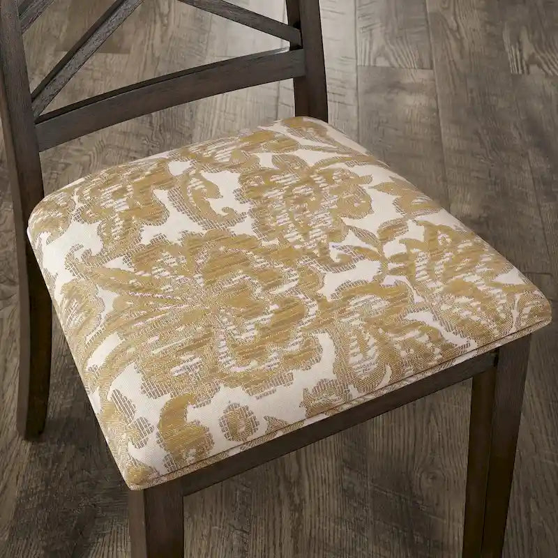Espresso Finish Dining Chairs with Lattice Back and Upholstered Seat Set of 2