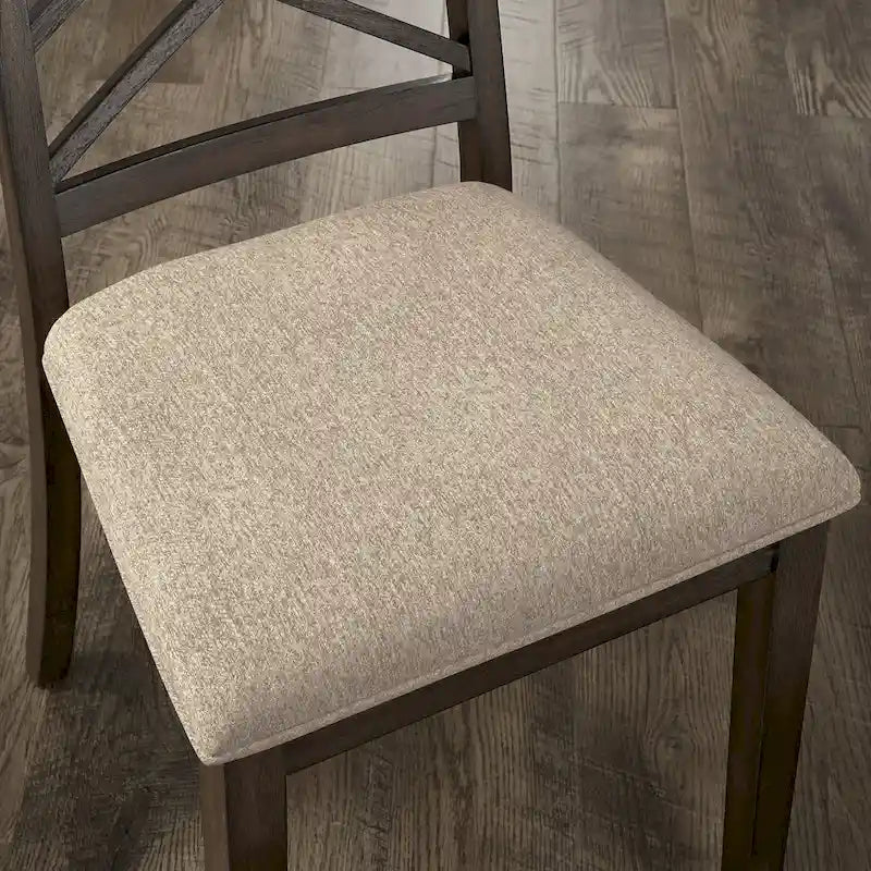 Espresso Finish Dining Chairs with Lattice Back and Upholstered Seat Set of 2