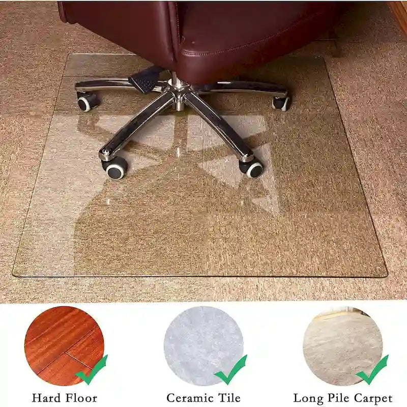 Tempered Glass Office Chair Mat for Hardwood Floor 46x55 Inch