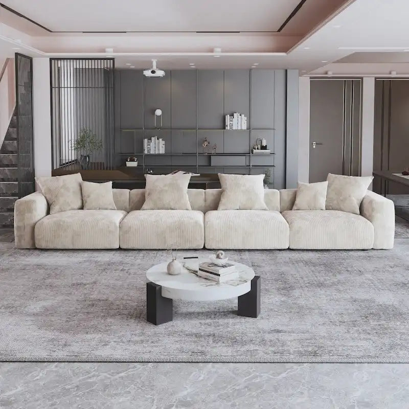 4-Seat Modular Corduroy Sectional Sofa Free Combination