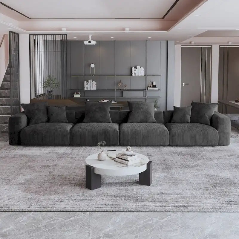 4-Seat Modular Corduroy Sectional Sofa Free Combination
