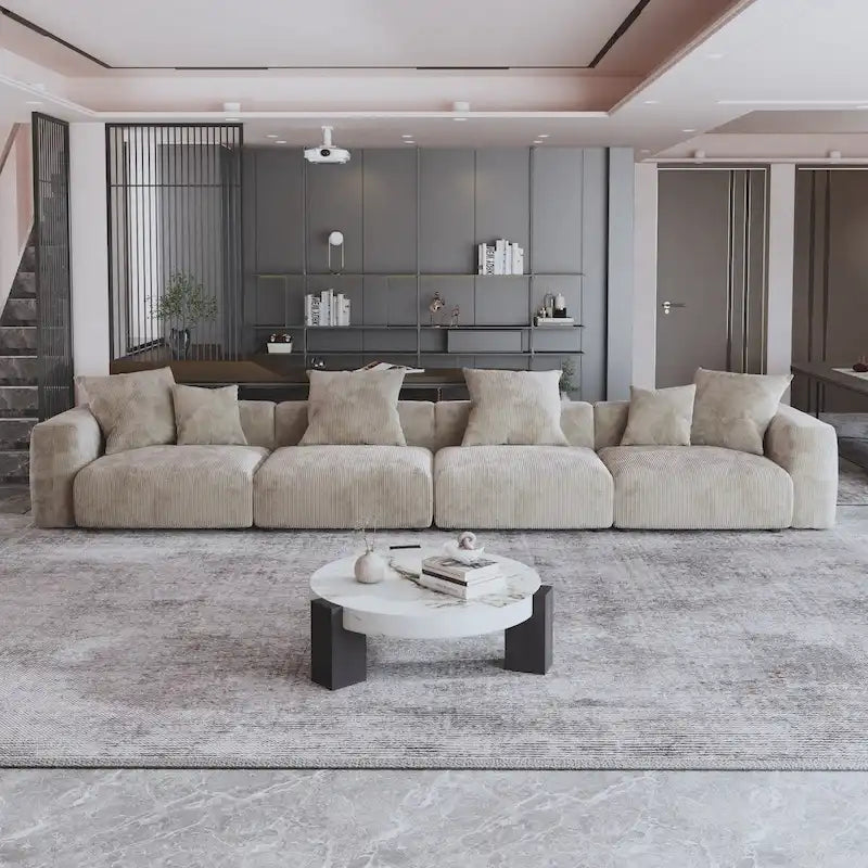 4-Seat Modular Corduroy Sectional Sofa Free Combination