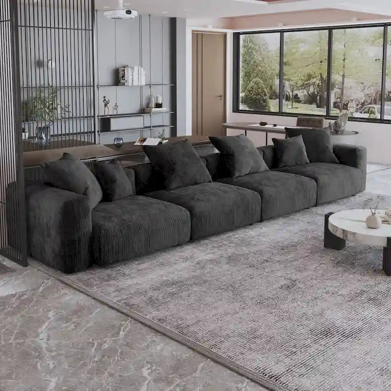 4-Seat Modular Corduroy Sectional Sofa Free Combination