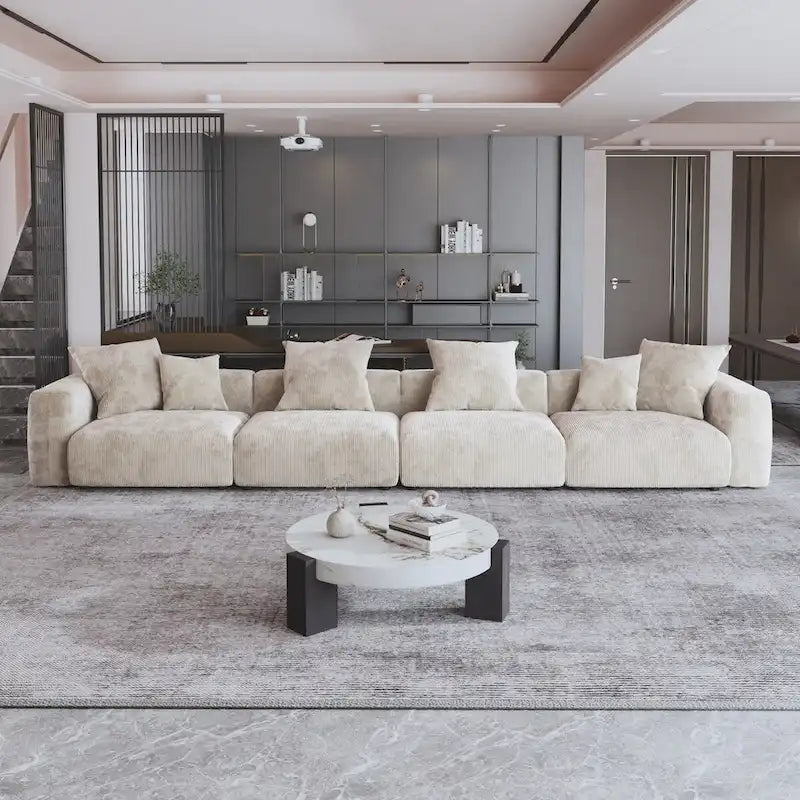 4-Seat Modular Corduroy Sectional Sofa Free Combination